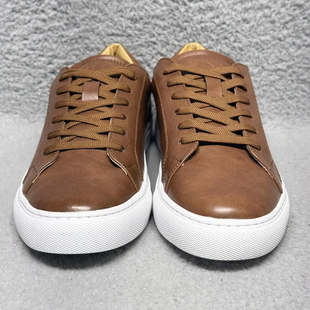 Ace Marks Brett Mens Size 10 Faux Leather‎ Sneakers Shoes Brown Cognac